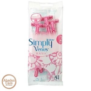 تیغ اصلاح زنانه ژیلت سیمپلی ونوس 2 تیغه مدل Simply Venus بسته 5 عددی