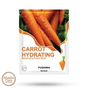 ماسک صورت ورقه‌ ای پوکیانا PUQIANNA مدل عصاره هویج carrot پک 1 عددی (اورجینال)
