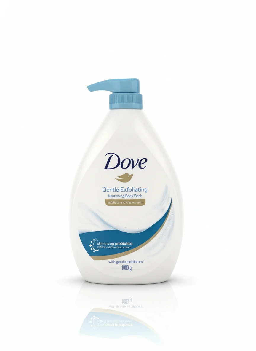 شامپو بدن داو Dove Gentle Exfoliating – لایه‌بردار و مغذی حجم ۱۰۰۰ گرم پمپی