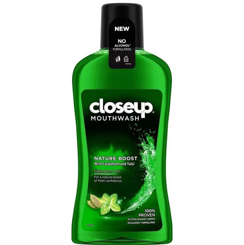 دهان‌شویه کلوزآپ Closeup مدل Nature Boost با هل و ریحان – حجم ۵۰۰ میل