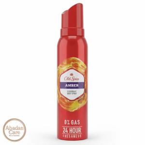 اسپری دئودورانت بدن مردانه Old Spice Amber بدون گاز (0% Gas) – طراوت 24 ساعته