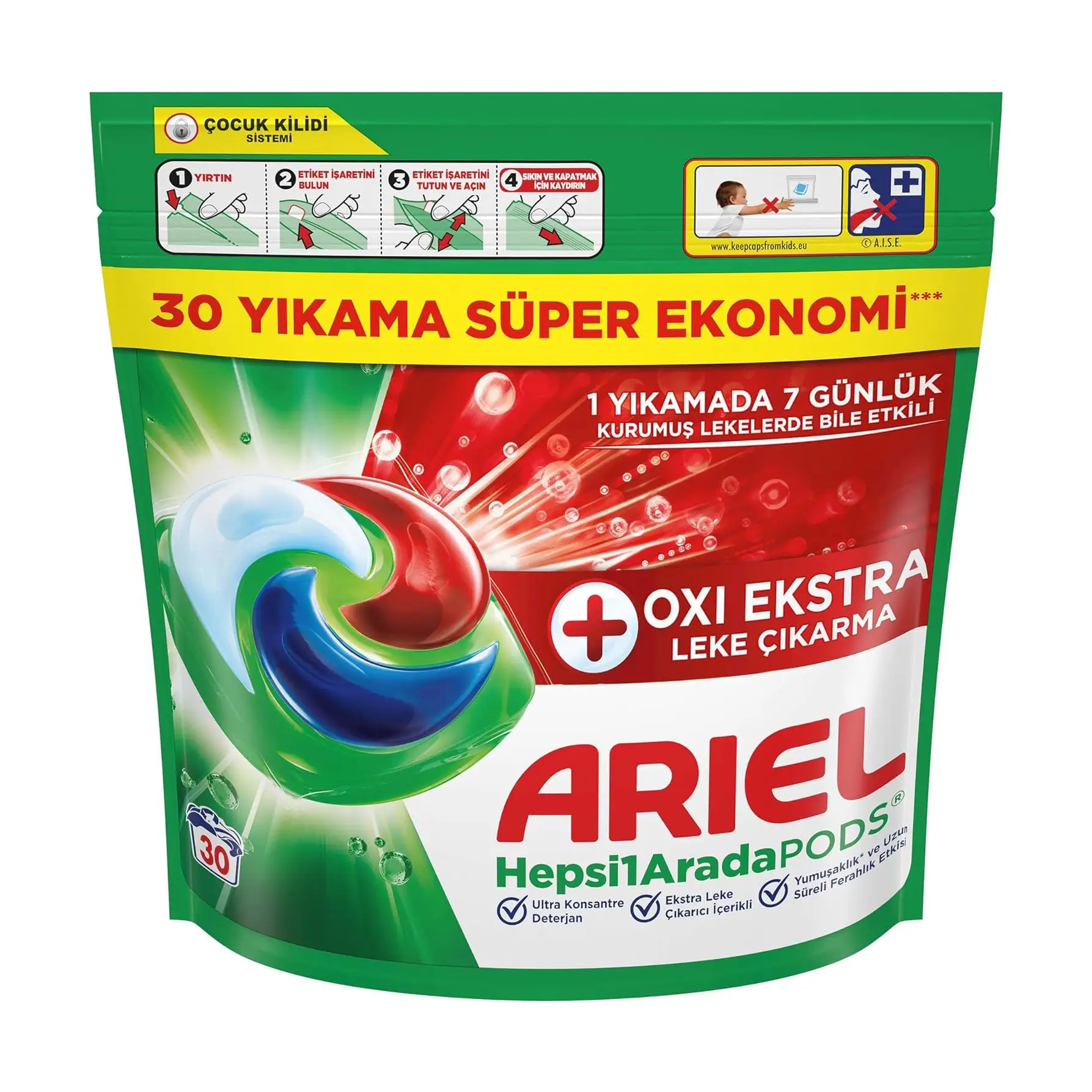 کپسول لباسشویی آریل اکسی پلاس 30 عددی | Ariel Oxi Pods