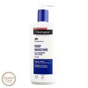 لوسیون بدن نوتروژینا Deep Moisture زودجذب مخصوص پوست خشک ۴۰۰ میل اصل