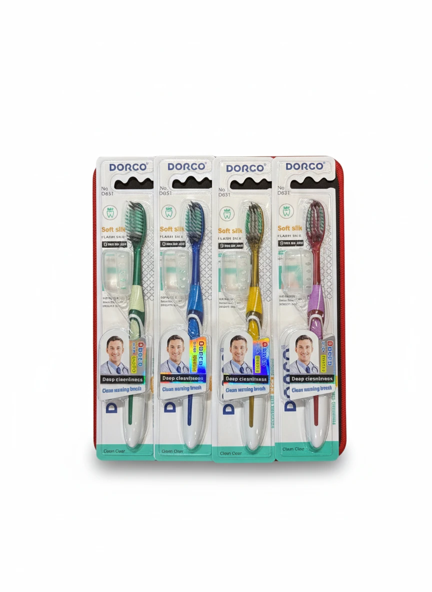 مسواک Dorco Soft با برس نرم، مناسب دندان‌ها و لثه‌های حساس. طراحی خوش‌دست، پاک‌کنندگی مؤثر و ارسال محصول به‌صورت تکی با رنگ رندوم.