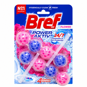 قرص بوگیر و ضدعفونی‌کننده توالت فرنگی برف (Bref) مدل Power Aktiv رایحه گل (Flower) پک 2 عددی