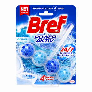 قرص بوگیر و ضدعفونی کننده توالت فرنگی برف (Bref) مدل Power Aktiv رایحه Ocean (اقیانوس)