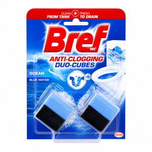 قرص ضدگرفتگی و خوشبوکننده توالت فرنگی برف (Bref) مدل Anti-Clogging Duo-Cubes رایحه اقیانوس